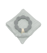 Anneau de dentition gris et son lange bleu gris